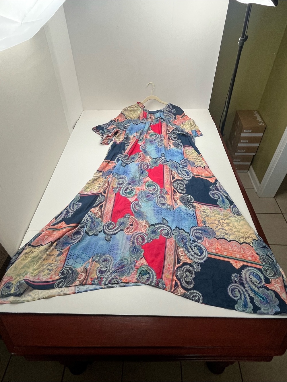Johnny Was Jade Cordelia Easy Midi Dress Boho Paisley Multicolor Large FLAW - Picture 11 of 12